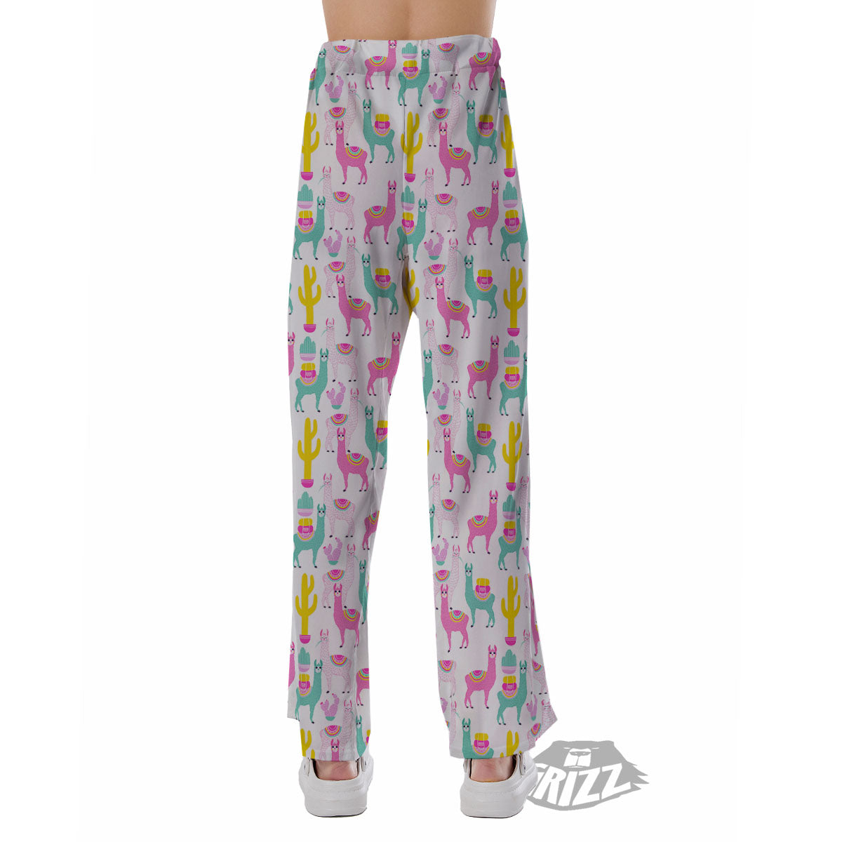 Llama And Cartoon Cactus Print Pattern Pajama Pants-grizzshop
