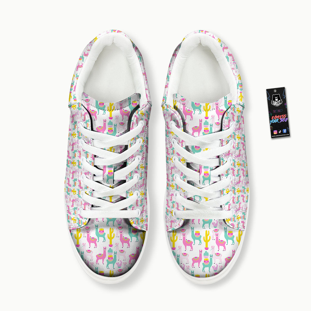 Llama And Cartoon Cactus Print Pattern Platform Shoes-grizzshop