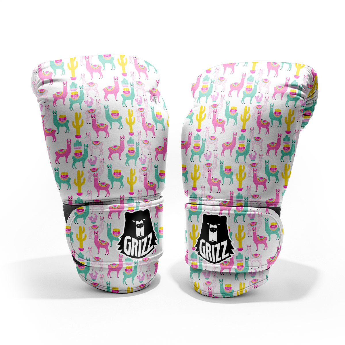 Llama And Cartoon Cactus Print Pattern Pro Boxing Glove
