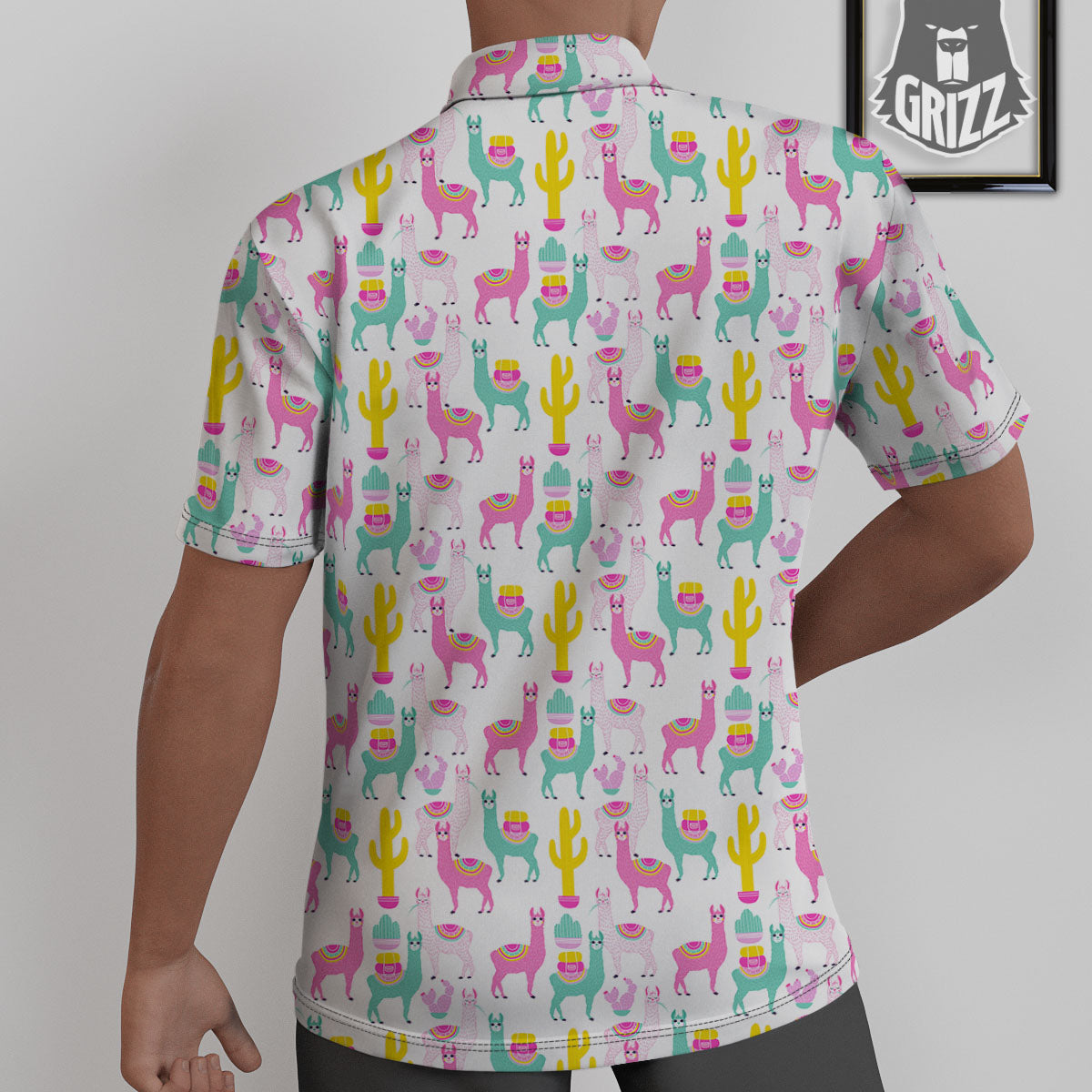 Llama And Cartoon Cactus Print Pattern Untucked Shirts-grizzshop
