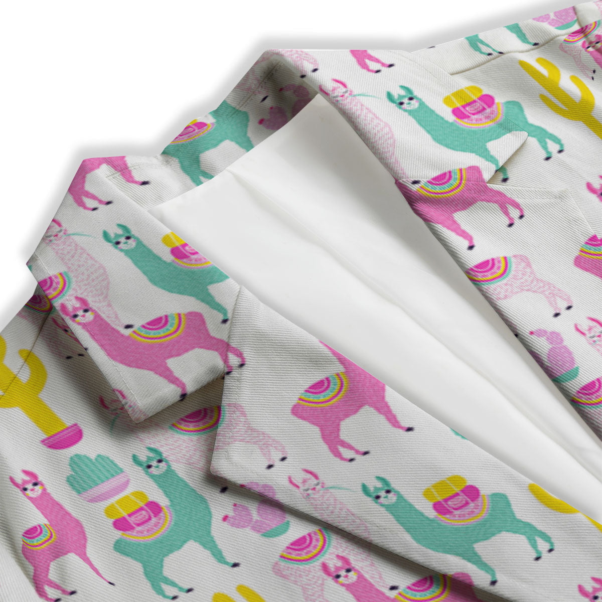 Llama And Cartoon Cactus Print Pattern Women's Blazer-grizzshop