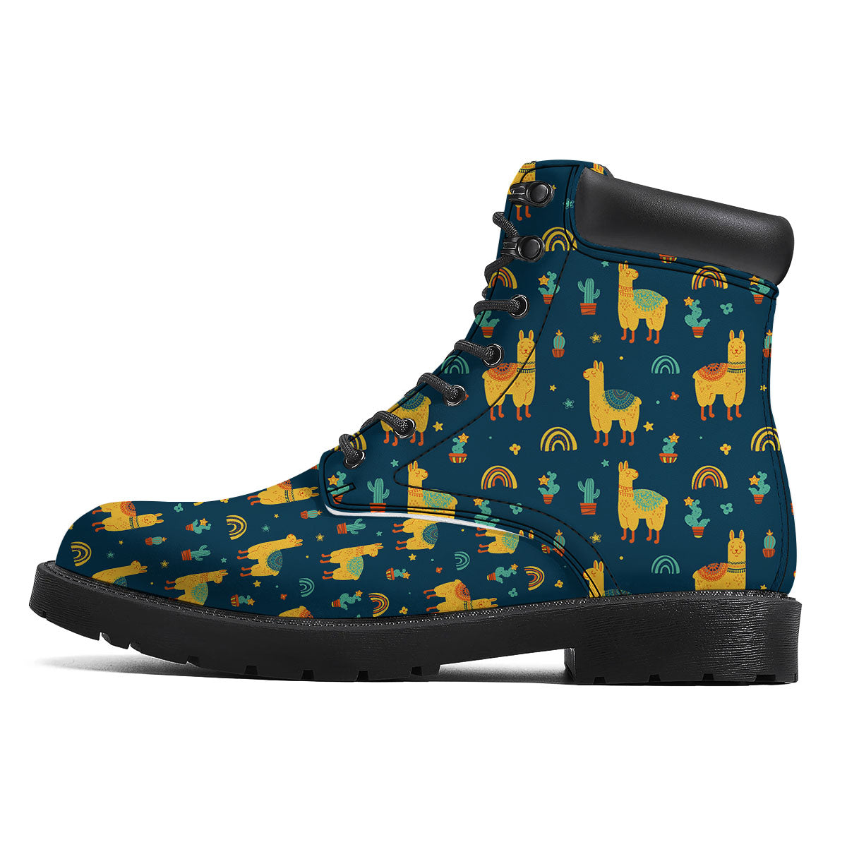Llama And Cute Cactus Print Pattern Boots-grizzshop