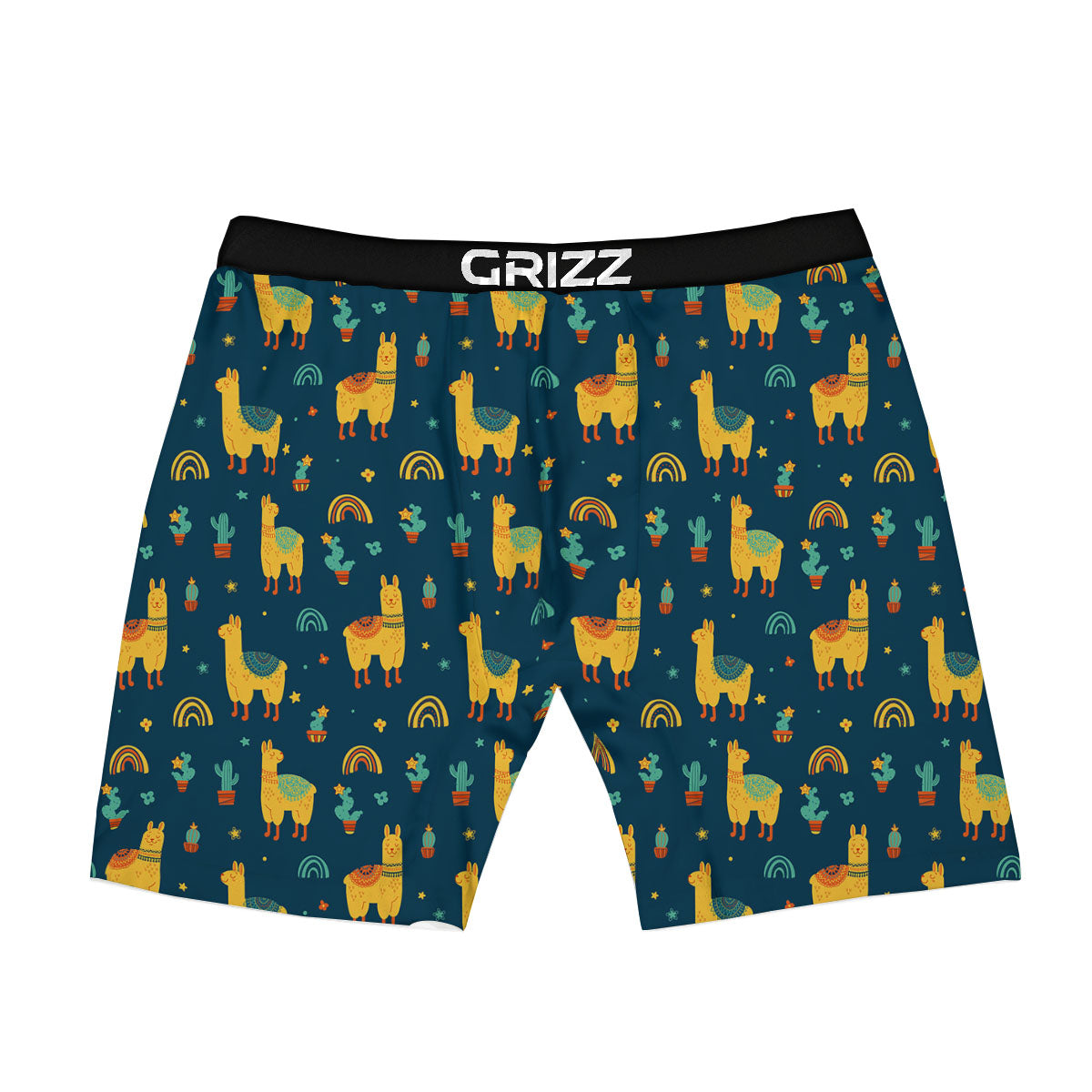 Llama And Cute Cactus Print Pattern Boxer Briefs-grizzshop