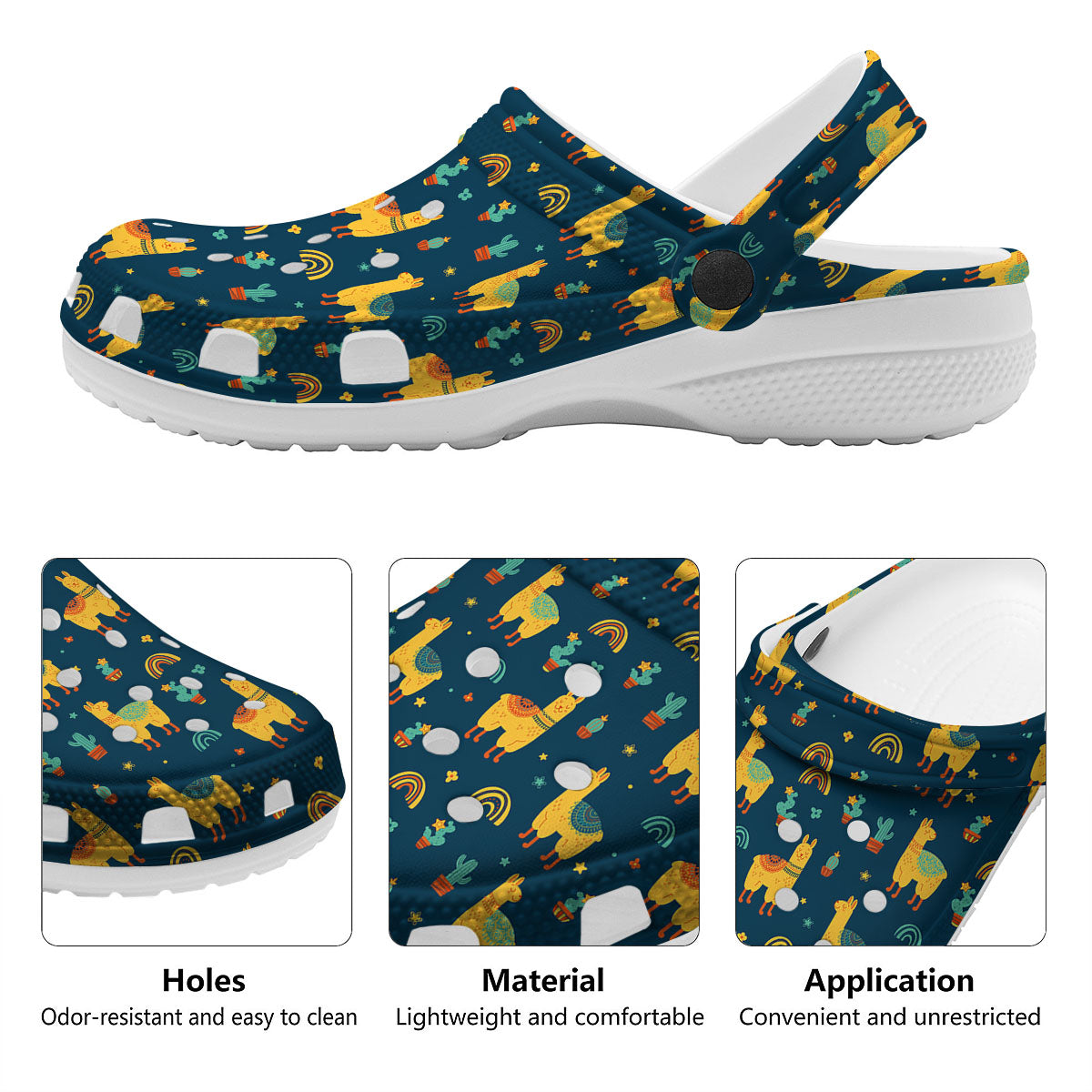 Llama And Cute Cactus Print Pattern Clog-grizzshop