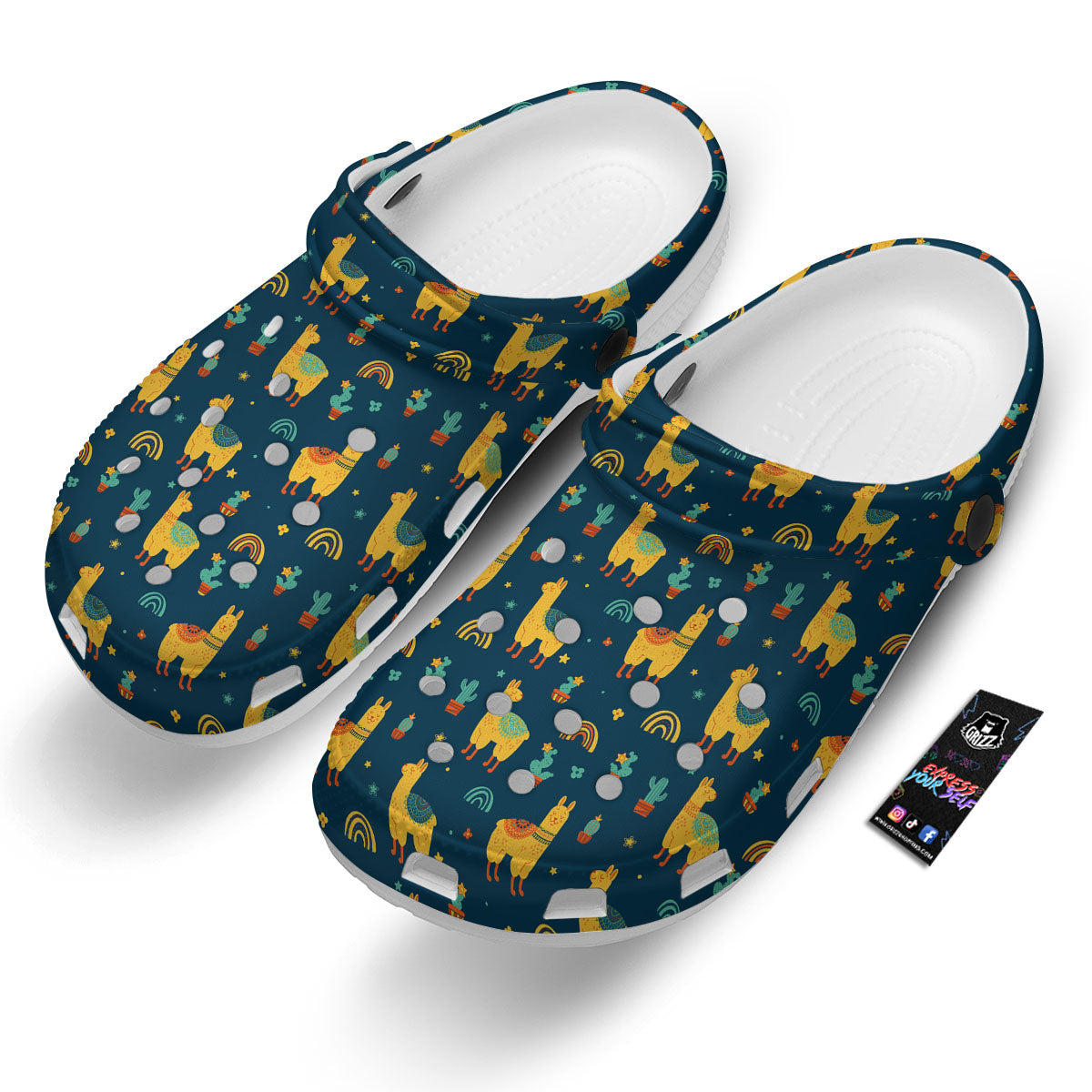 Llama And Cute Cactus Print Pattern Clog-grizzshop