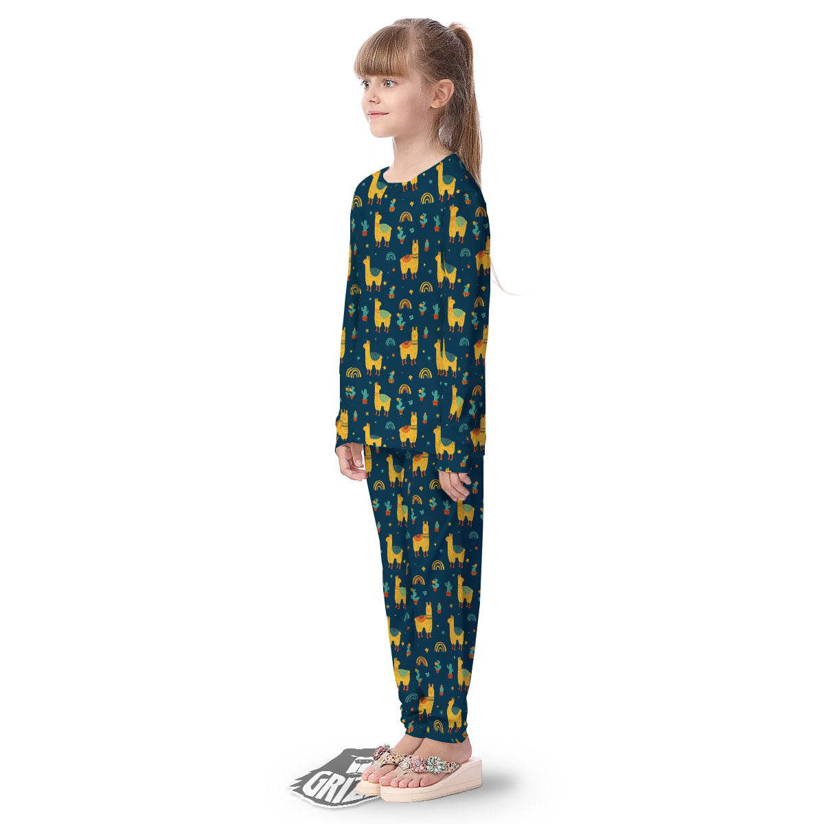 Llama And Cute Cactus Print Pattern Kid's Pajamas-grizzshop