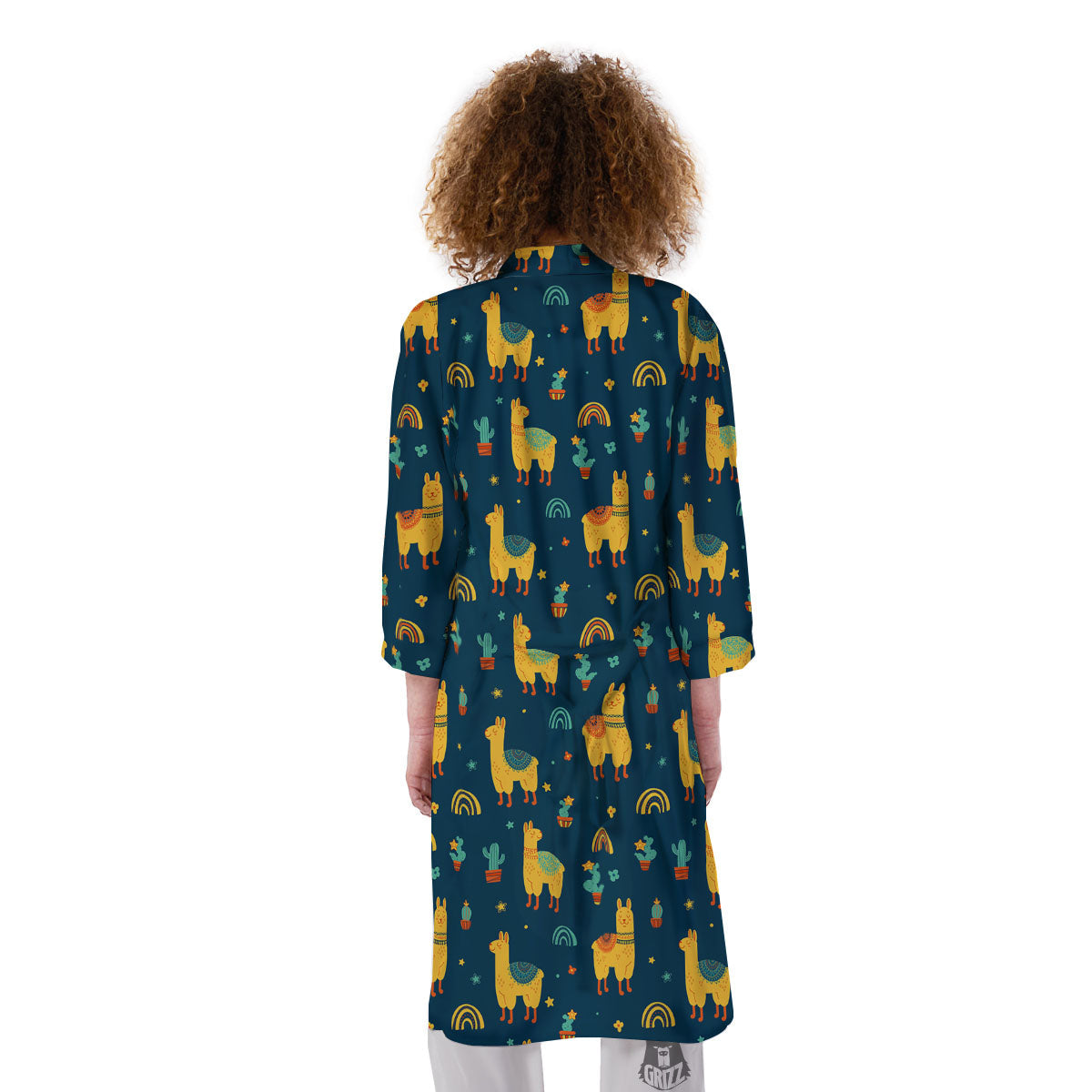 Llama And Cute Cactus Print Pattern Kimono-grizzshop