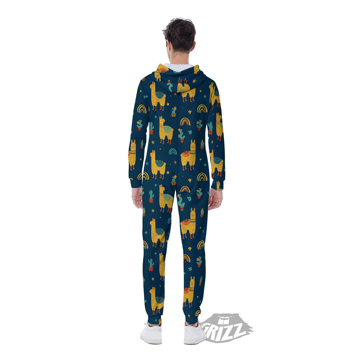 Llama And Cute Cactus Print Pattern Men's Jumpsuit-grizzshop