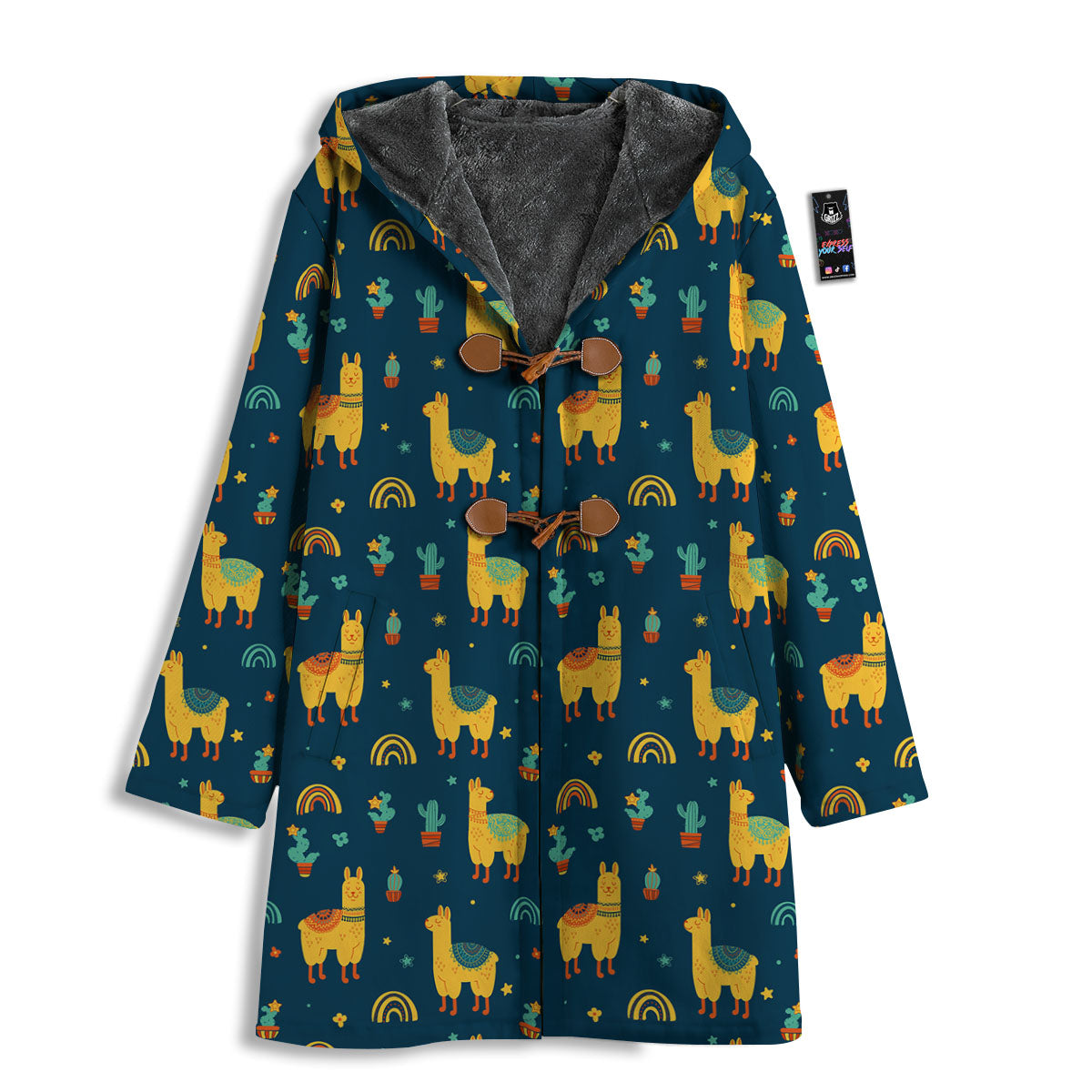 Llama And Cute Cactus Print Pattern Men's Windbreaker Jacket-grizzshop