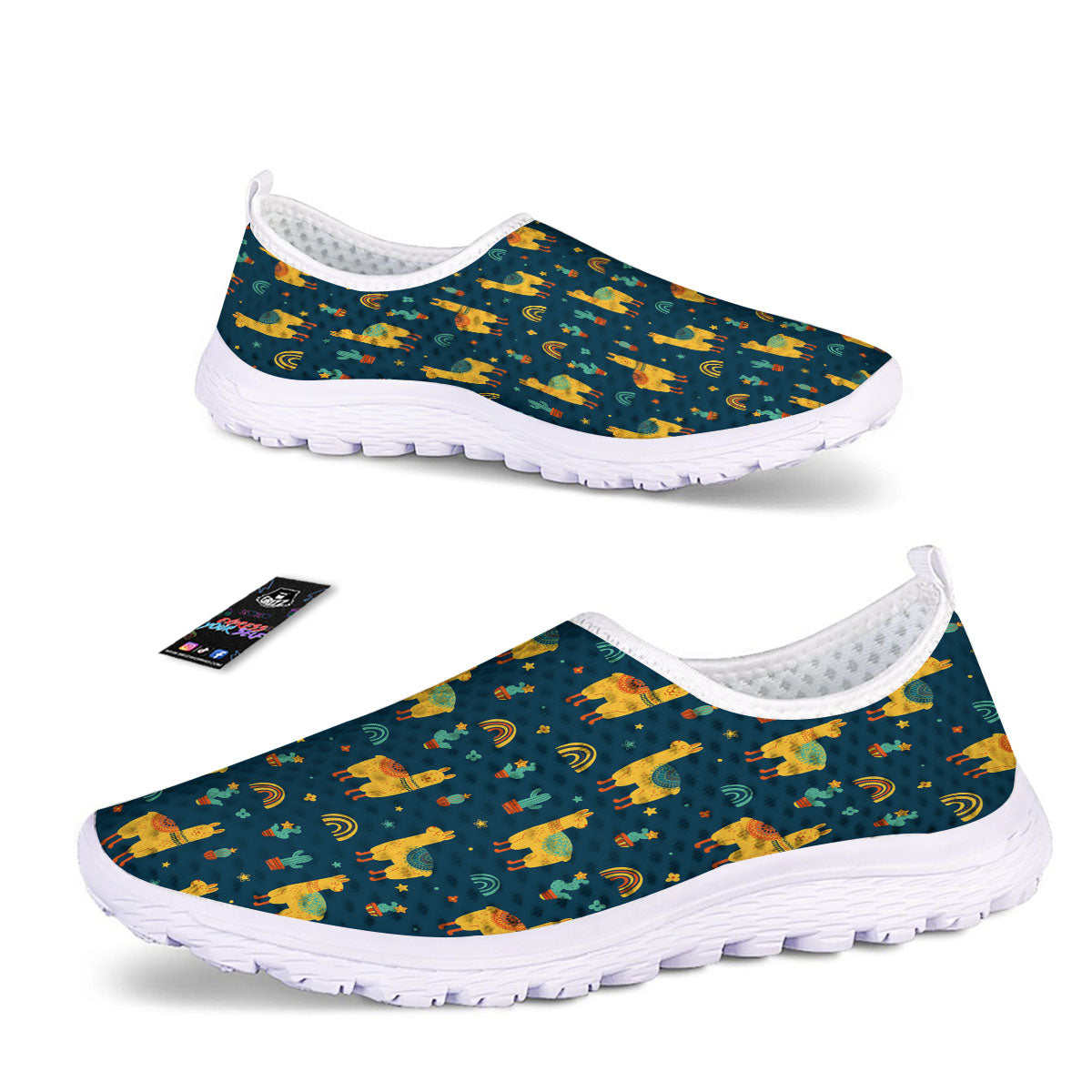 Llama And Cute Cactus Print Pattern Nurse Shoes-grizzshop