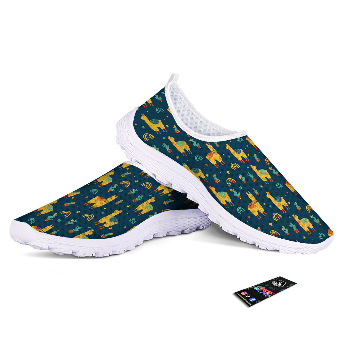 Llama And Cute Cactus Print Pattern Nurse Shoes-grizzshop
