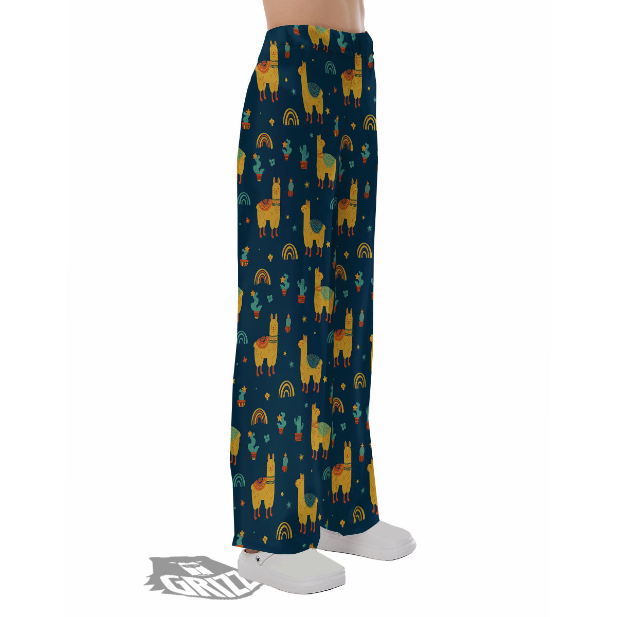 Llama And Cute Cactus Print Pattern Pajama Pants-grizzshop