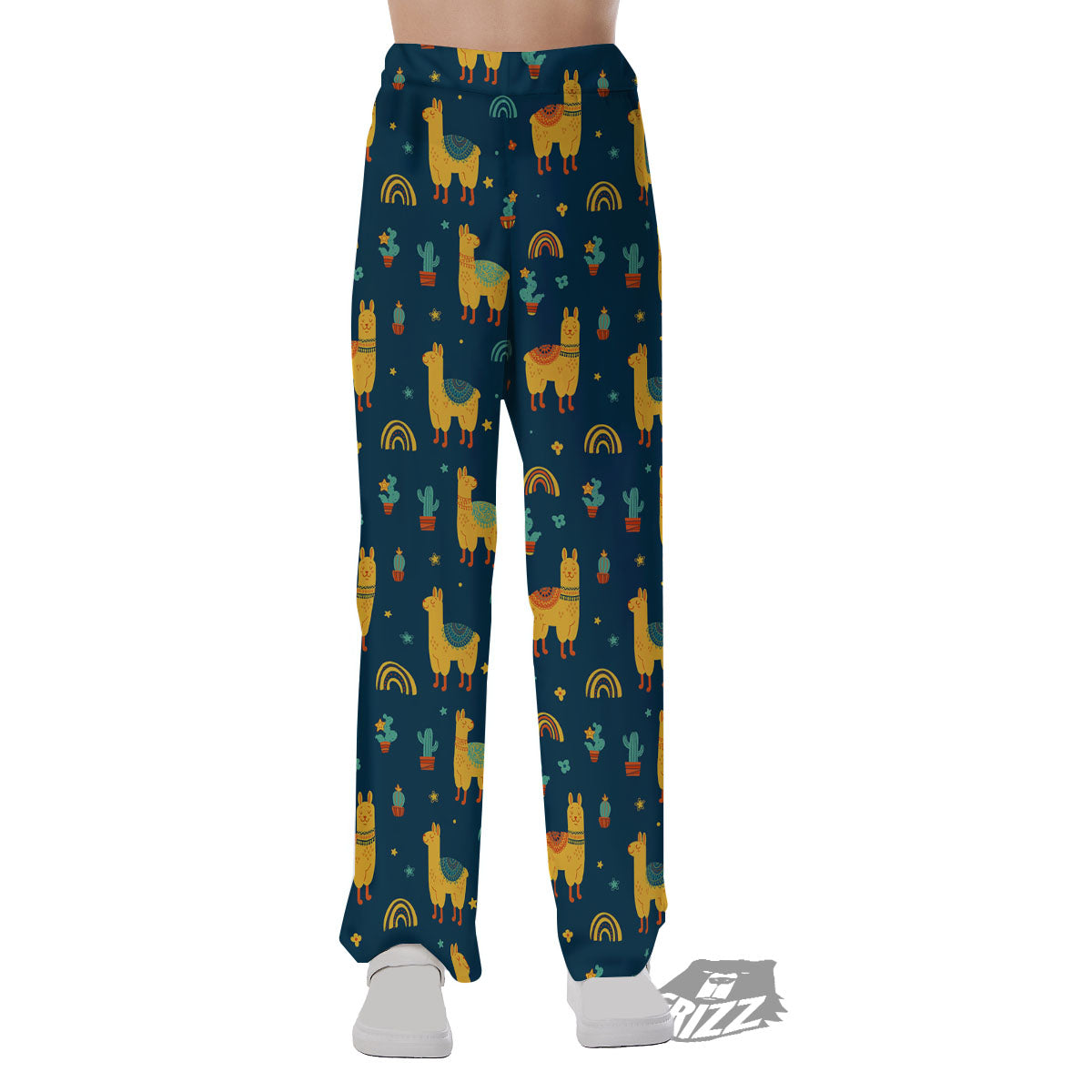 Llama And Cute Cactus Print Pattern Pajama Pants-grizzshop