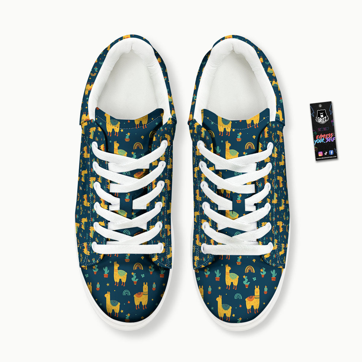 Llama And Cute Cactus Print Pattern Platform Shoes-grizzshop