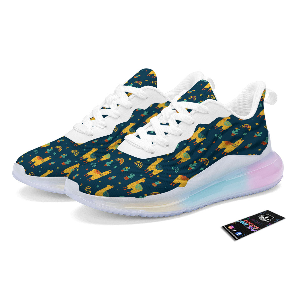 Llama And Cute Cactus Print Pattern Running Sneakers-grizzshop