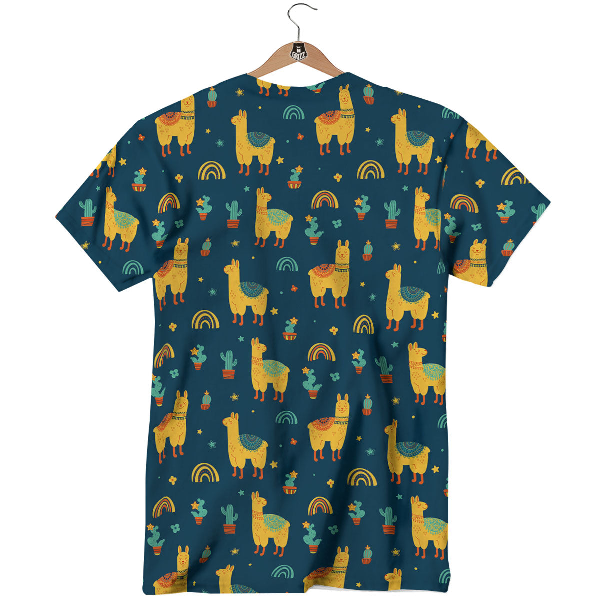 Llama And Cute Cactus Print Pattern T-Shirt-grizzshop