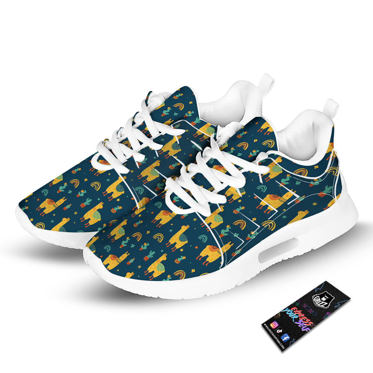 Llama And Cute Cactus Print Pattern Tennis Shoes-grizzshop