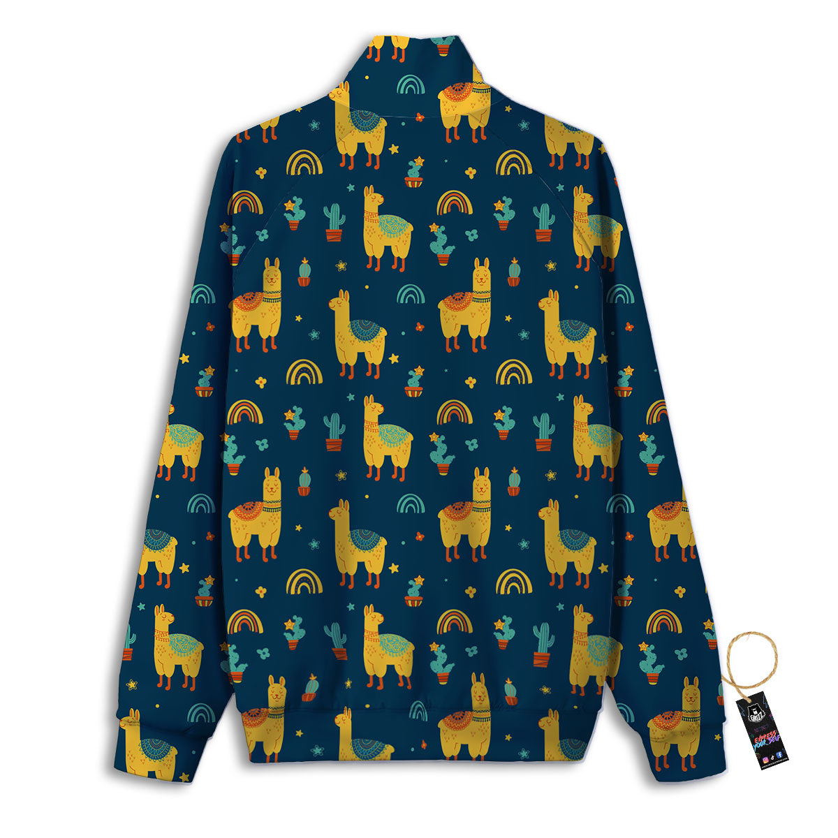 Llama And Cute Cactus Print Pattern Track Jacket-grizzshop