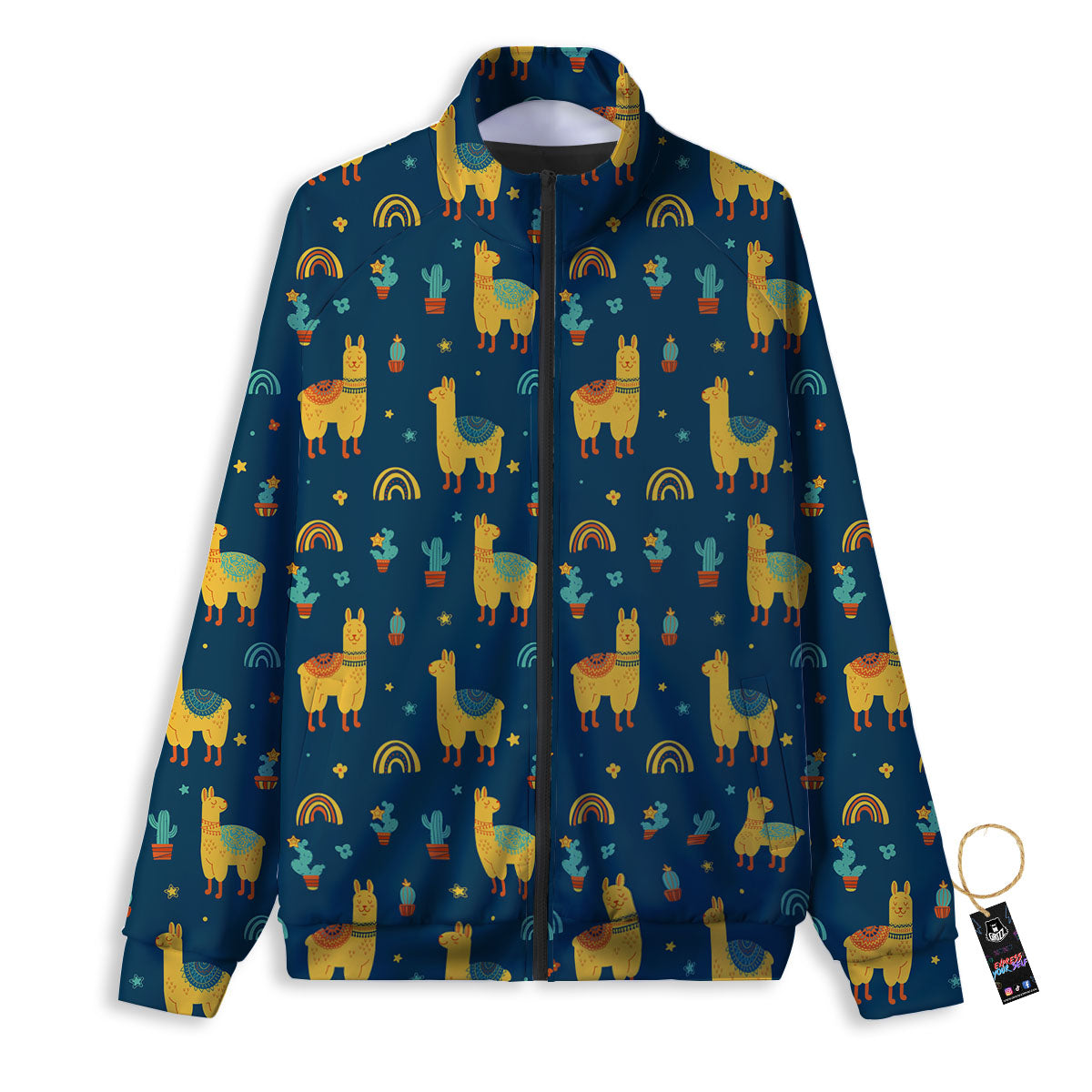 Llama And Cute Cactus Print Pattern Track Jacket-grizzshop