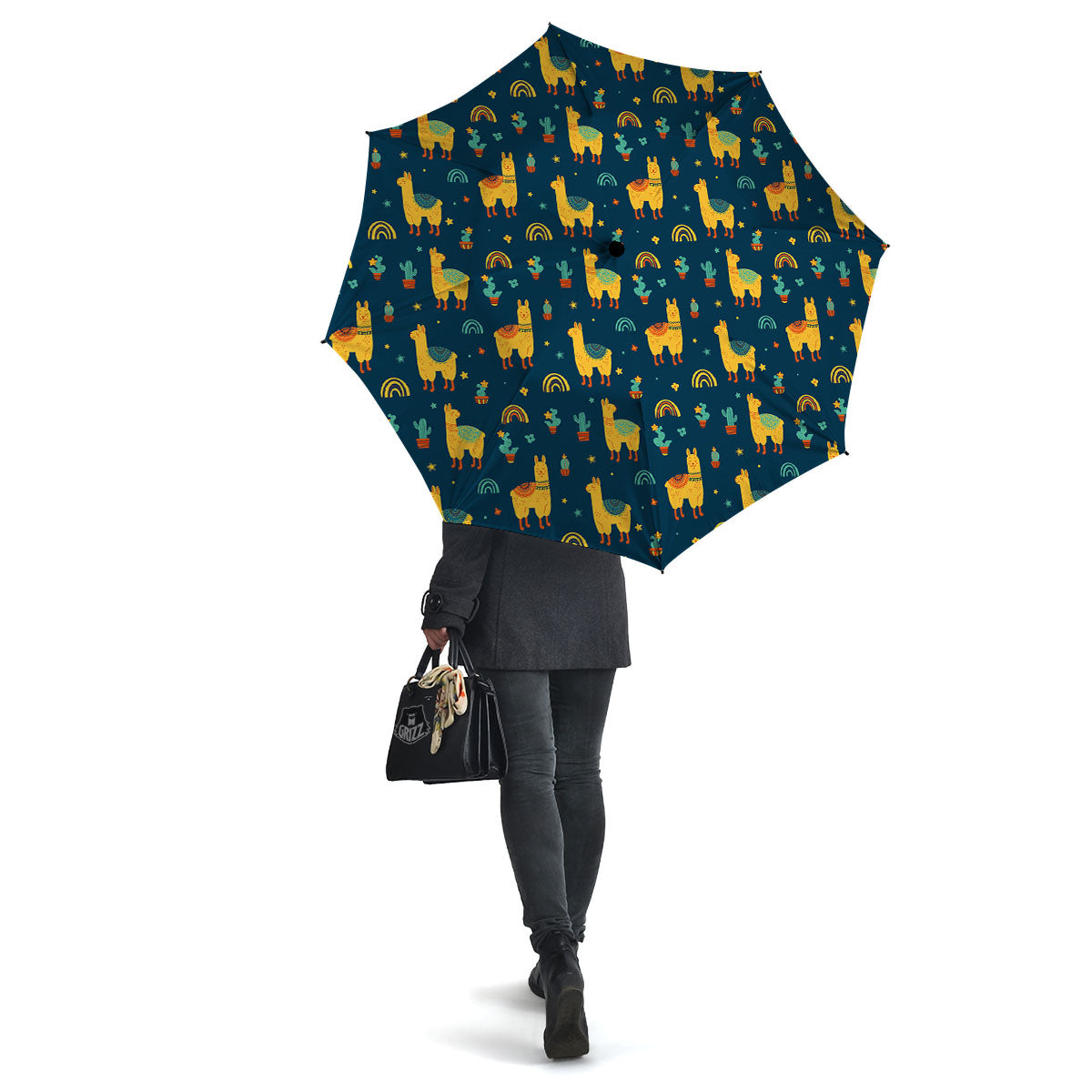 Llama And Cute Cactus Print Pattern Umbrella-grizzshop