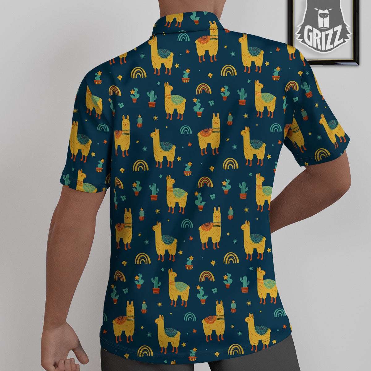 Llama And Cute Cactus Print Pattern Untucked Shirts-grizzshop