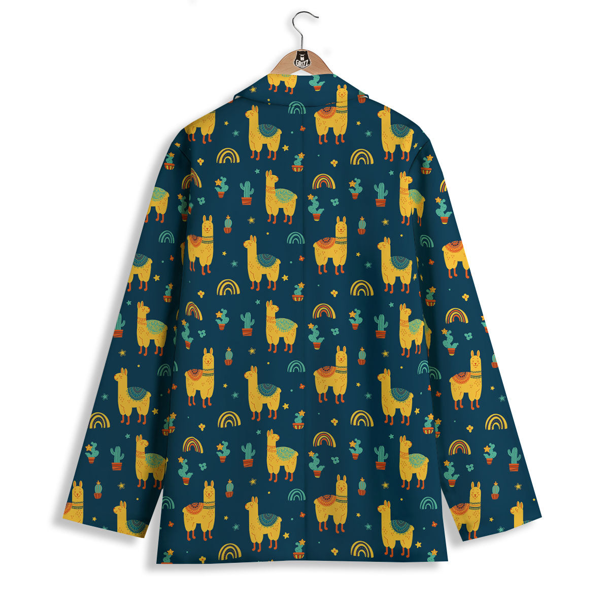 Llama And Cute Cactus Print Pattern Women's Blazer-grizzshop