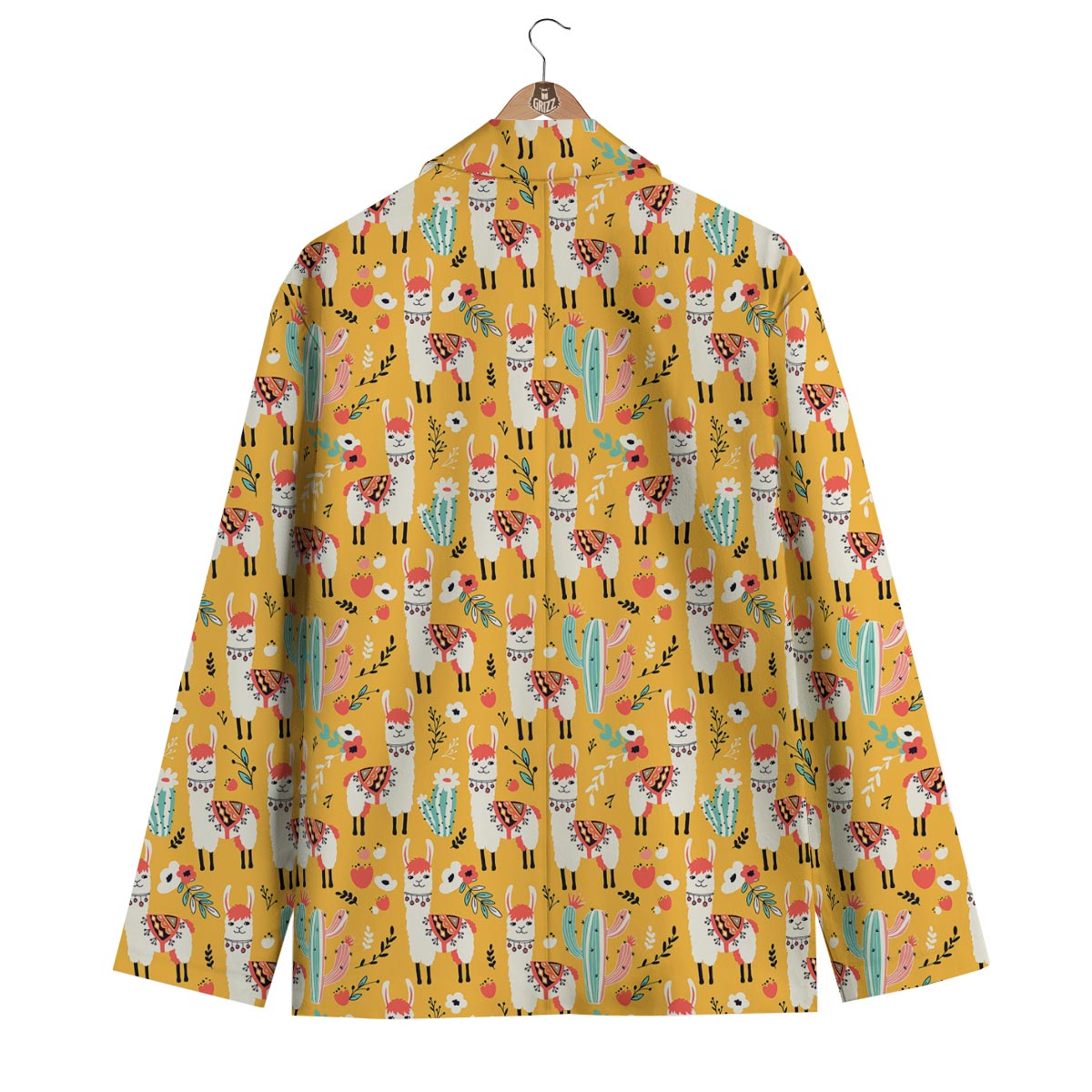 Llama Cactus Pattern Print Men's Blazer-grizzshop