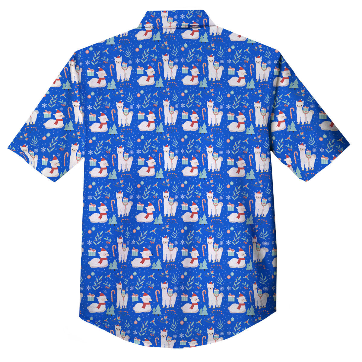 Llama Christmas Print Pattern Button Up Shirt-grizzshop