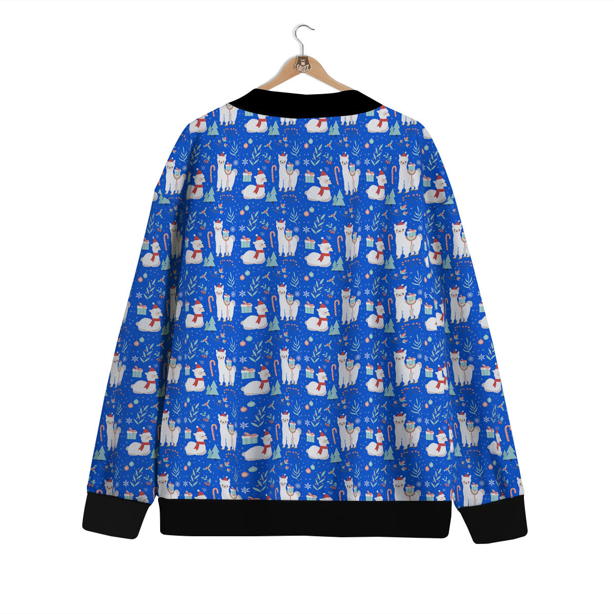 Llama Christmas Print Pattern Cardigan-grizzshop