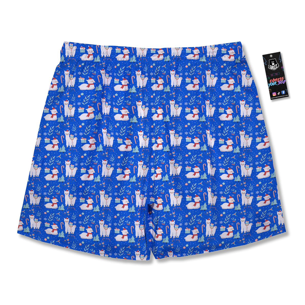 Llama Christmas Print Pattern Men's Running Shorts-grizzshop