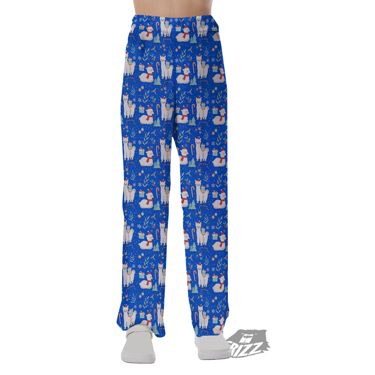 Llama Christmas Print Pattern Pajama Pants-grizzshop