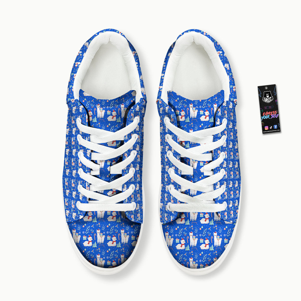 Llama Christmas Print Pattern Platform Shoes-grizzshop