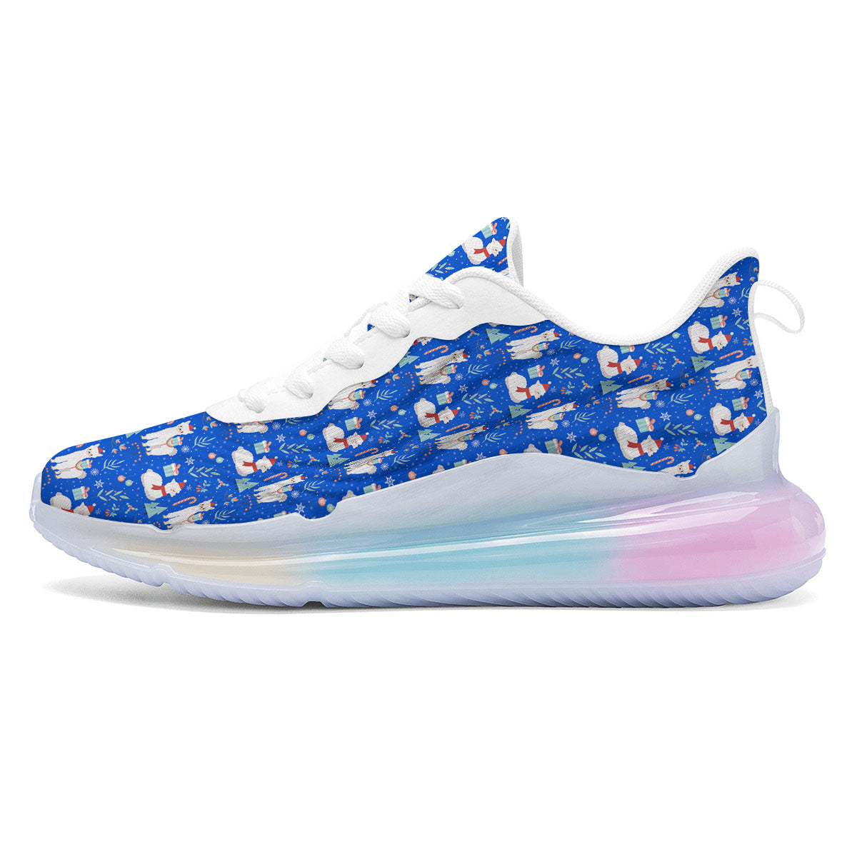 Llama Christmas Print Pattern Running Sneakers-grizzshop