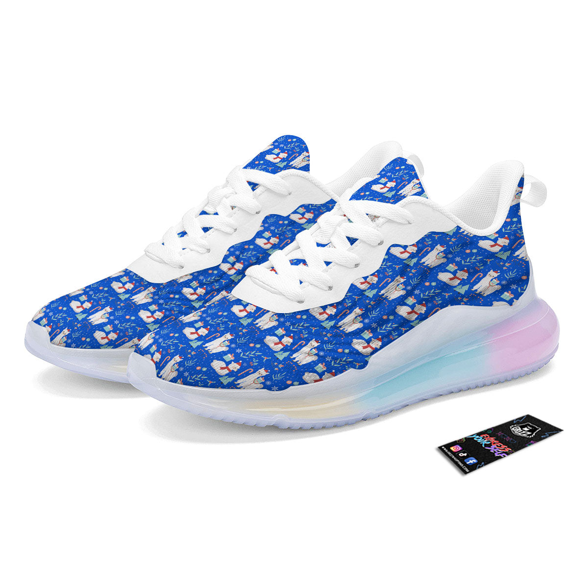 Llama Christmas Print Pattern Running Sneakers-grizzshop