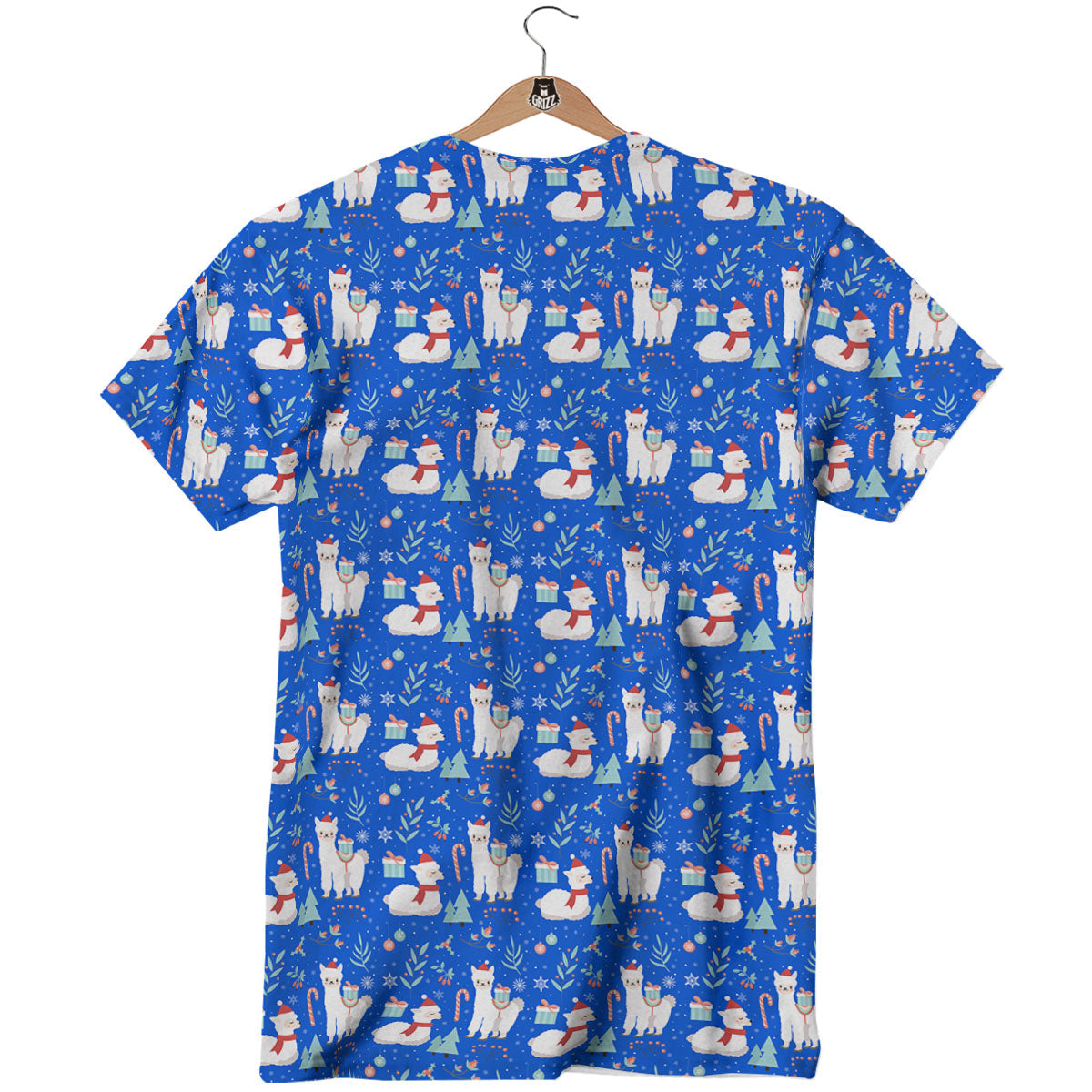 Llama Christmas Print Pattern T-Shirt-grizzshop