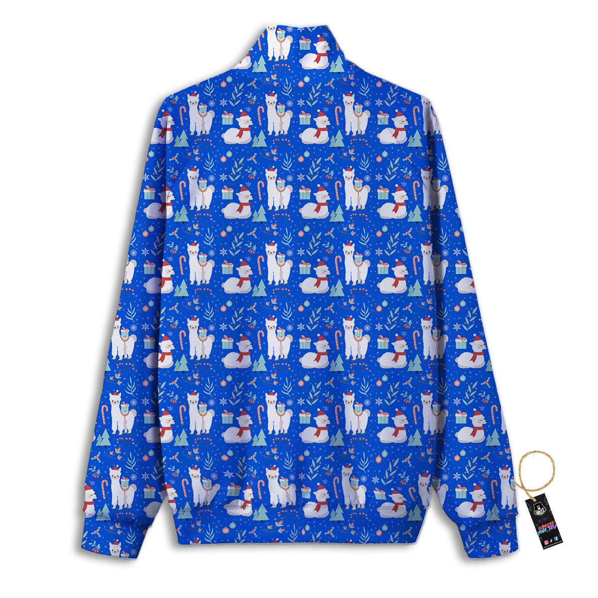 Llama Christmas Print Pattern Track Jacket-grizzshop
