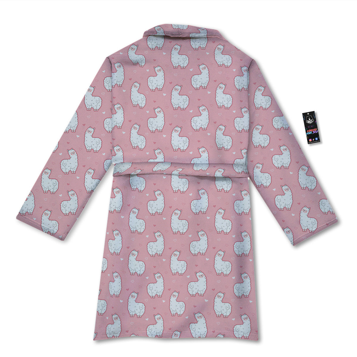 Llama Cute Pink Print Pattern Bathrobe-grizzshop