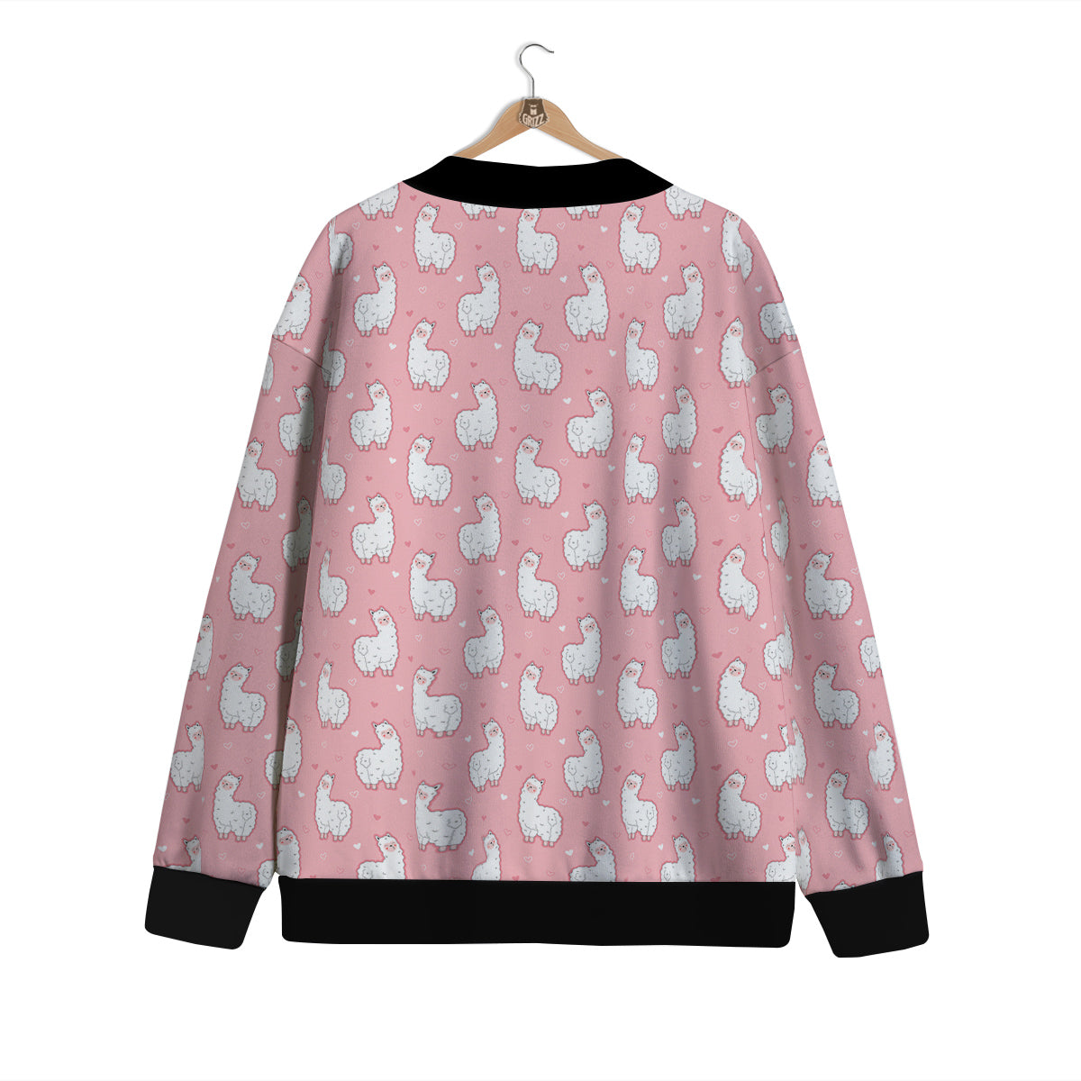 Llama Cute Pink Print Pattern Cardigan-grizzshop