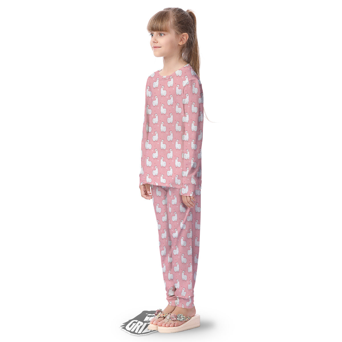 Llama Cute Pink Print Pattern Kid's Pajamas-grizzshop