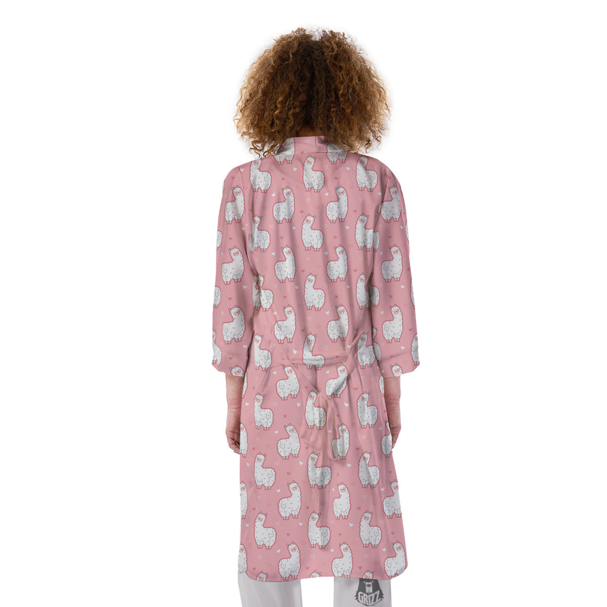 Llama Cute Pink Print Pattern Kimono-grizzshop