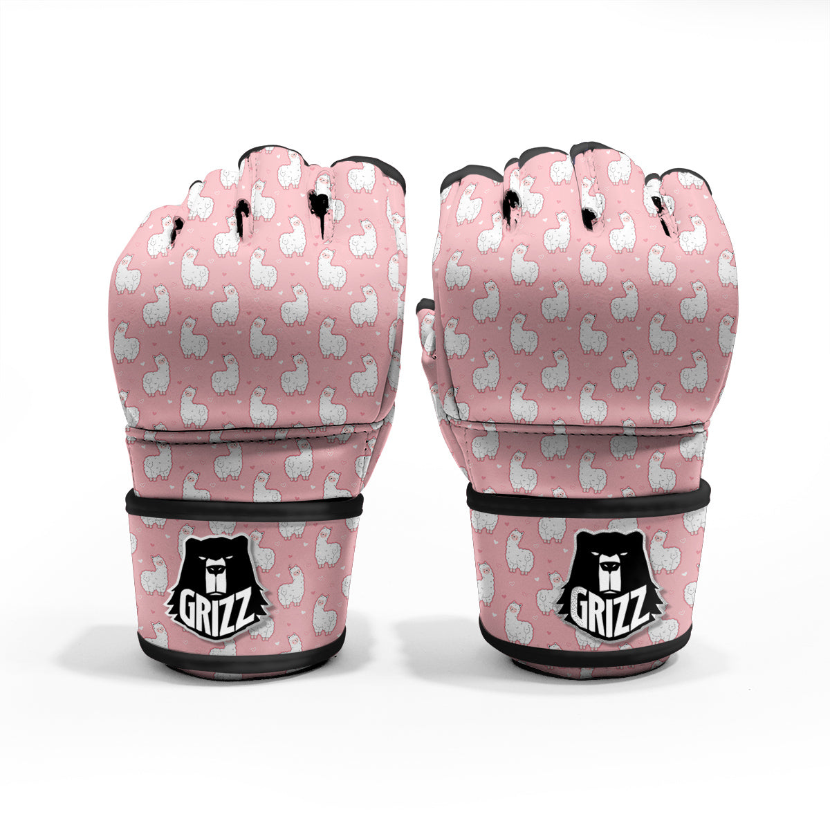 Llama Cute Pink Print Pattern MMA Gloves-grizzshop