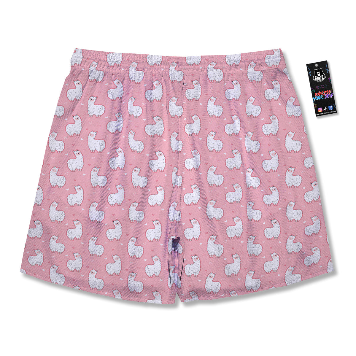 Llama Cute Pink Print Pattern Men's Running Shorts-grizzshop