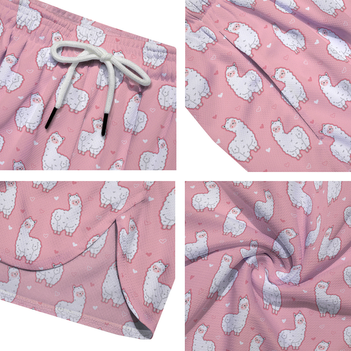 Llama Cute Pink Print Pattern Men's Running Shorts-grizzshop