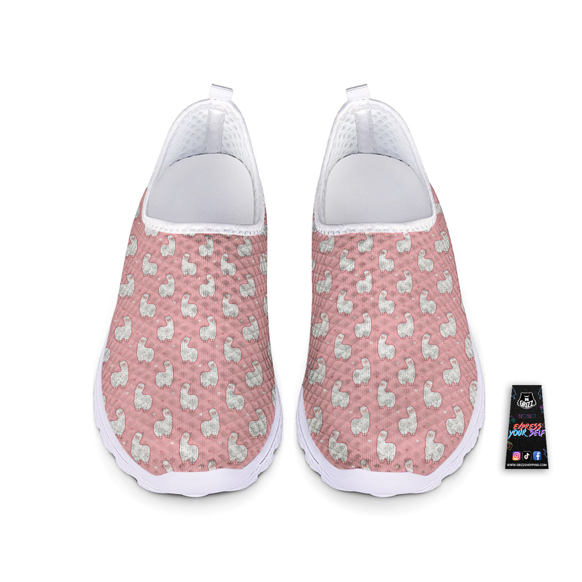 Llama Cute Pink Print Pattern Nurse Shoes-grizzshop