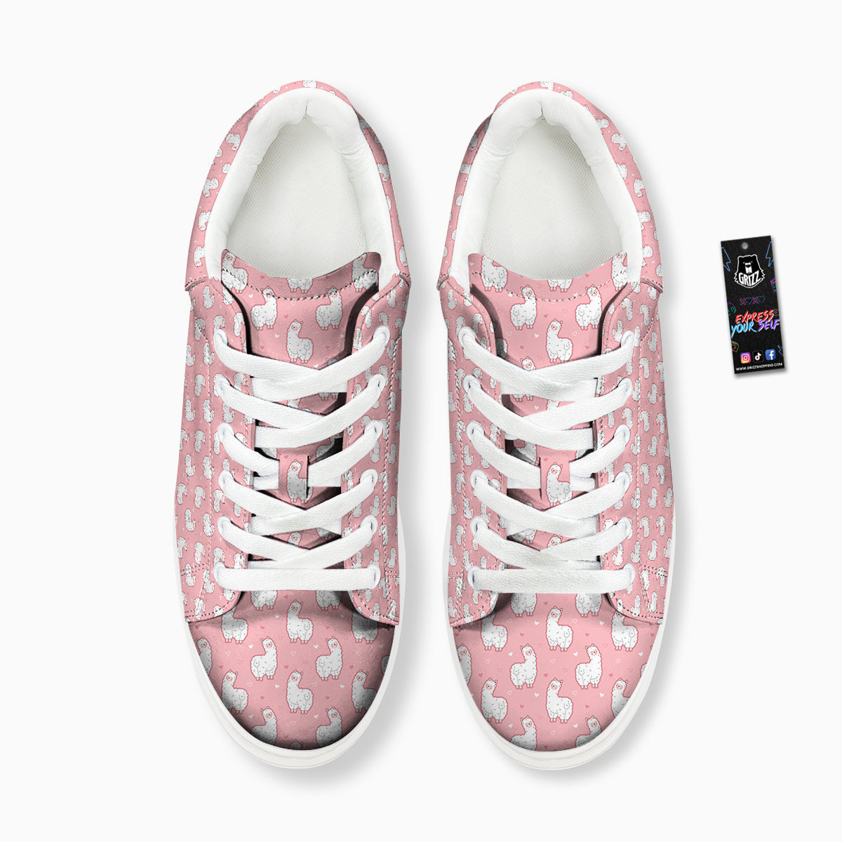 Llama Cute Pink Print Pattern Platform Shoes-grizzshop