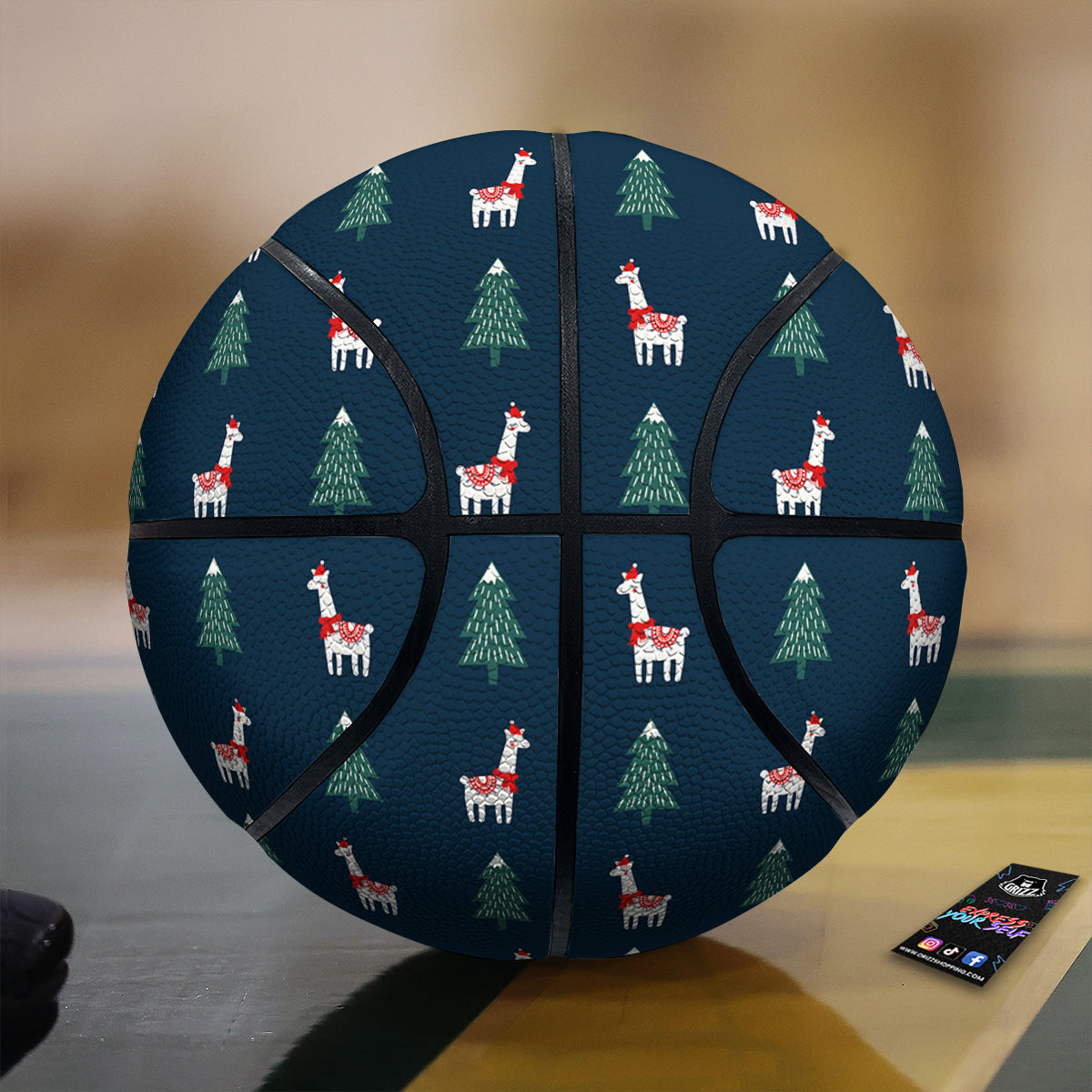 Llama Xmas Print Pattern Basketball