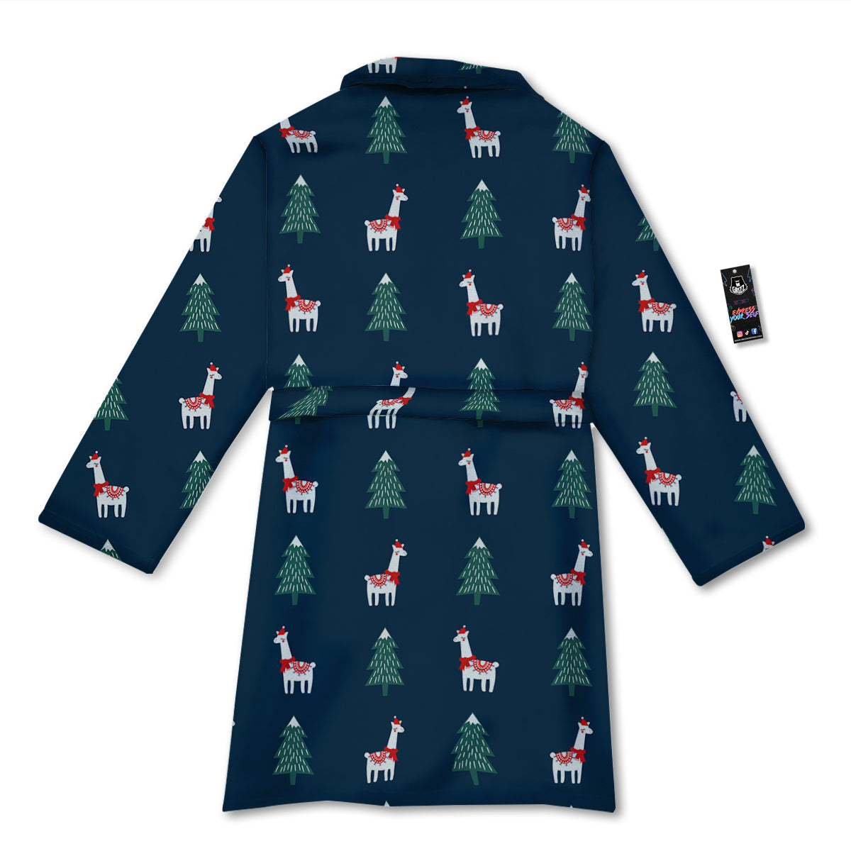 Llama Xmas Print Pattern Bathrobe-grizzshop