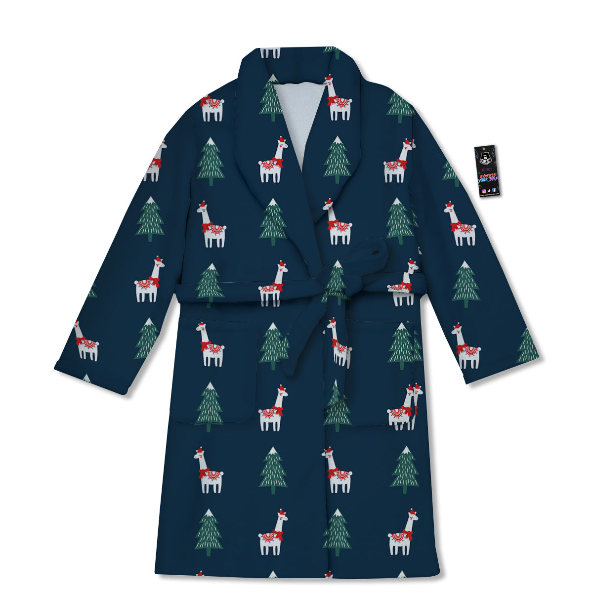 Llama Xmas Print Pattern Bathrobe-grizzshop