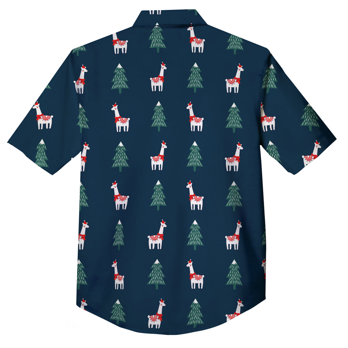 Llama Xmas Print Pattern Button Up Shirt-grizzshop
