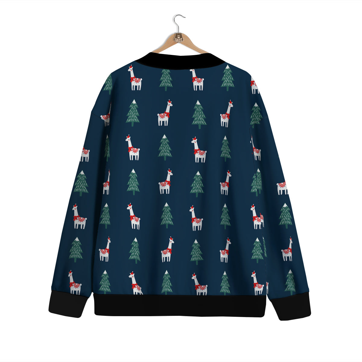 Llama Xmas Print Pattern Cardigan-grizzshop